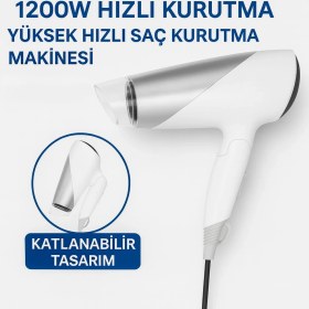 Resim Myblack 1200W Güçlü ve Katlanabilir Uzun Süre Kullanılabilir Seyahat Tipi Saç Kurutma Makinesi 