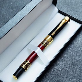 Resim Hediye Kutusu ile Lüks Tükenmez Kalem - Ağır Metal Rulo Kalem, Şık Siyah ve Altın Tasarım, Okul, Ofis, Noel, Babalar Günü, Anneler Günü, Doğum Günleri, Hediye için Pürüzsüz Yazma 