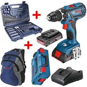 Resim Bosch GSR 18V-28 (2 x 2.0 AH) Çift Akülü Vidalama + L-Boxx + Sırt Çantası + V-Line 103 Parça Uç Seti 