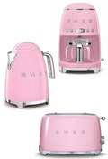 Resim Smeg Pembe Kettle 1x2 Ekmek Kızartma Makinesi ve Filtre Kahve Makine Seti 