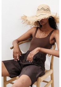 Resim Manuka Keten Pileli Bermuda Şort Acı Kahve Acı Kahve 