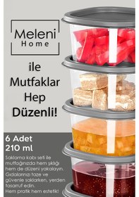 Resim 6'lı Kapaklı Kahvaltı Seti - Kahvaltılık Saklama Kabı Seti 210 Ml - Gri 