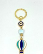 Resim Azrua Uçan Balon Nazar Boncuklu Göz Metal Anahtarlık, Metal Nazar Boncuğu Anahtarlık 