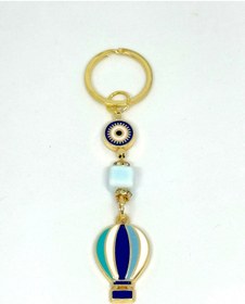 Resim Azrua Uçan Balon Nazar Boncuklu Göz Metal Anahtarlık, Metal Nazar Boncuğu Anahtarlık 