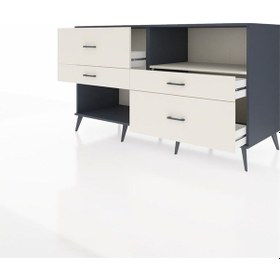 Resim Kronos Konsol Tek Raflı 4 Çekmeceli 176x59x99 Antrasit-aytaşı Antrasit-aytaşı 