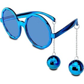 Resim Mavi Renk Disko Toplu Küpeli Parlak Yılbaşı Parti Gözlüğü 1 