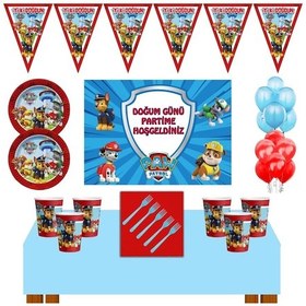 Resim Paw Patrol Doğum Günü Konsepti 24 Kişilik Afişli Paw Patrol Par N11.2067 