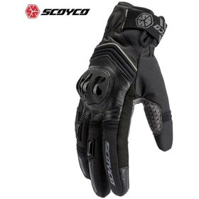 Resim Motosiklet Eldiven Deri Ve Cordura Reflektörlü Su Geçirmez Özel Iç Mebran Dirençli Motor Eldiveni 