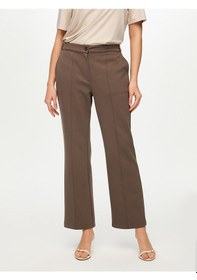 Resim Faik Sönmez Önü Dikiş Detaylı Wide Leg Fit Örme Pantolon S26pnt017 Us26pnt01731 Vizon 