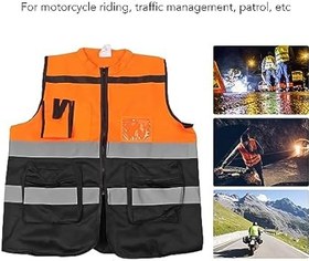 Resim AUNMAS Motosiklet, Nefes Alabilen kumaş, Genel Güvenlik Devriyesi, örgü kumaş Için fermuarlı Yüksek Görünürlük yansıtıcı Yelek 