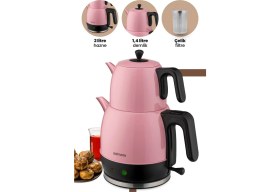 Resim Goldmaster Pembe Çay Makinesi ve Su Isıtıcısı 2 Litre Kapasite Paslanmaz Çelik ve Plastik Malzemeden 