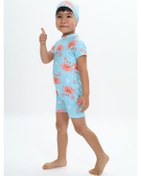 Resim Boneli ,pervaz Fermuarlı ,güneş Korumalı Erkek Çocuk Tulum Mayo Kiremit 