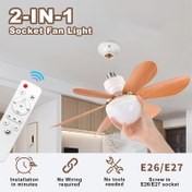 Resim 41,91/52,07 cm Akıllı LED Tavan Fan Lambası, Uzaktan Kumandalı Ayarlanabilir Aydınlatma, E26/E27 Soketli Montaj, Hafıza Fonksiyonlu 3000K-6500K Dimlenebilir, 3 Kademeli Hız Ayarı, Küçük Odalar İçin Uygun, 2’si 1 Arada Fan ve Işık 