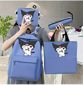 Resim Globalbloom Mavi Sanrio Kuromi Sırt Çantası Pembe Beyaz Karakter Tasarım Hafif Ayarlanabilir Askılar Fermuar Kapatma Gençler Öğrenciler İçin Okul Çantası Mavi 
