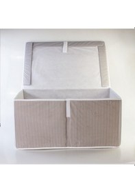 Resim Alas Çok Amaçlı Mega Kutu Gri Çizgili Üçlü 60x40x30 Cm 