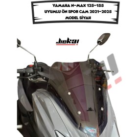 Resim Jiekai Yamaha N-Max 125-155 Uyumlu Ön Spor Cam 2021-2025 Model Siyah (Genişlik: 41 cm Yükseklik: 44 cm Kalınlık: 4 mm 