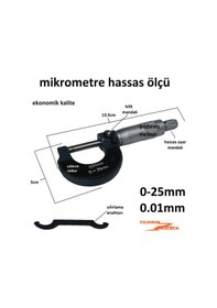 Resim Mikrometre 0-25Mm Kalite Kumpas Mikro Metre Aleti Hassas Ölçü 