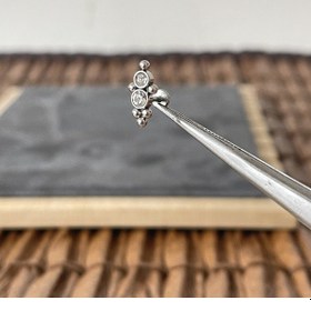 Resim %100 Cerrahi Çelik Mod 71 Kristal Çelik Tragus Piercing Gümüş 