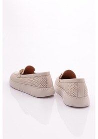 Resim Dgn 422 Kadin Tokali Lazerli Loafer Ayakkabi 422-1567-R0463 Ekru 
