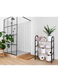 Resim Ahşap Çubuklu 4 Bölmeli Siyah Ayakkabılık Masif Ahşap Ayakkabılık Raf Ünitesi Ahşap - Siyah 