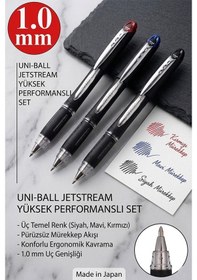 Resim Siyah İmza Kalemi 3 Adet Uniball Jetstream 1.0 Mm Pilot Kalem Sx-210 Hızlı Yazı Kalemi Roller Uçlu Likit Mürekkepli 