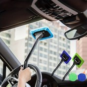 Resim Çekilebilir saplı tam araç cam temizleme kiti - mavi mikrofiber bez ve ön cam iç ve dış bakım için kazıyıcı, dayanıklı plastik yapı, araba temizlik aksesuarları 