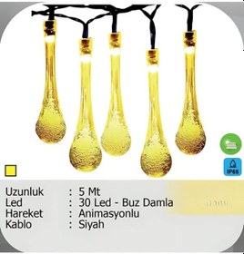 Resim Elektrikhouse Led Peri Işığı 30 Led - Buz Damla Animasyonlu - 5 Metre Çok Renkli 