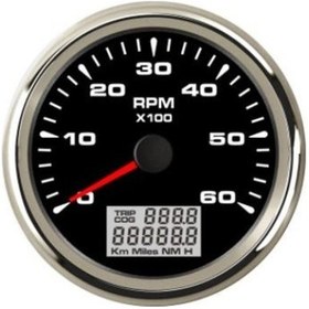 Resim Devir Göstergesi Çap 85Mm 12/24V Siyah Tekne Yat Siyah 