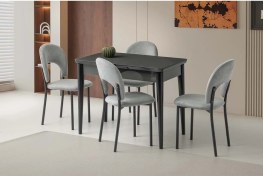 Resim Mobilgen 4 Adet Ay Sandalye 100+25 Kelebek Tekno Kenar Hg Açılabilir Masa Takımı Koyu Gri 