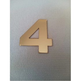 Resim Kapı Posta Kutusu Numarası 4 Rakamı Gol Renk Aynalı Pleksi Numara 