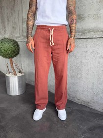Resim Kiremit Keten Baggy Pantolon - M 