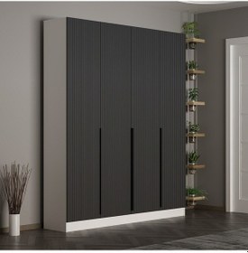 Resim Minar Kale 210 Cm 4 Kapaklı 2b Raf Portmanto Byz Mbr Çizgili Ant 