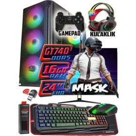 Resim WarboX MASK 24" Monitör i3 9100 16gb DDR4 Ram 256gb Ssd 250gb Hdd GT740-4gb DDR5 E.kartı Gaming Takım Bilgisayar 