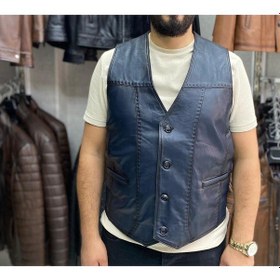 Resim Nyc Giyim Tekstil & Deri Hakiki Deri Lacivert Renk Yelek Slim Fit Kesim Lacivert 