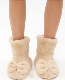 Resim Liana Ev Terlik Çorapları Kürklü Ve Fiyonk İle Sıcak 265655306 Bej 