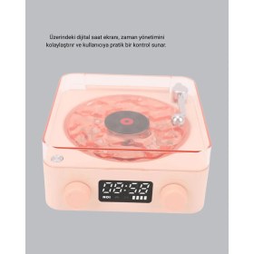 Resim Gece Lambası Stereo Bluetooth Hoparlör Dijital Saat Su Dalgası Efektli 3-ü-1 Cihaz 