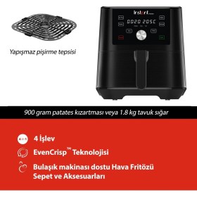 Resim 3.9 Litre 4 Fonksiyonlu Hava Fritözü, Siyah Renkli, Sağlıklı ve Pratik Kullanım 