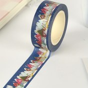 Resim 1 adet Noel Serisi Washi Bant Mavi Alt Noel Kar Sahnesi Desen Dekoratif Bant 