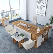 Resim Pasha 4'lü Ofis Takımı Model 6 Ceviz Beyaz 