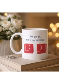 Resim Model 25 You Are The Key To My Happiness Tasarımlı Porselen Kupa -anlamlı &amp Romantik Hediye Renkli 