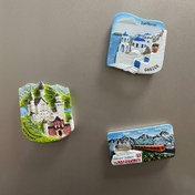 Resim 1 adet 3D Seyahat Hatıra Mıknatısı, ABS Malzeme, Kare Şekil, Alman Neuschwanstein Kalesi, Yunan Aşk Denizi, İsviçre Matterhorn Tasarımı, Buzdolabı Mıknatısı Hediyesi 