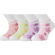 Resim Moyra Socks 4'lü Çiçek Desen Unisex Bebek Patik Çorap 