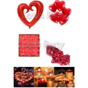 Resim Evlilik Teklifi Sevgililer Günü Masa Süsleme 50 Adet Kırmızı Kalpli Tealight Mum Kalp Balon Kuru Gül 