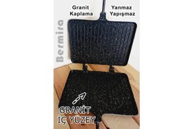 Resim Bermira Home Collection Alüminyum Döküm Ocak Üstü El Tost Makinası Iç Yüzey Granit (EN:24CM BOY:18CM) 
