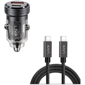 Resim Transparent 45w Pd/qc Mini Araç Şarj Cihazı Ve 1 Metre Hızlı Şarj Ve Data Kablosu L35 - Tct-01 