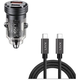 Resim Transparent 45w Pd/qc Mini Araç Şarj Cihazı Ve 1 Metre Hızlı Şarj Ve Data Kablosu L35 - Tct-01 