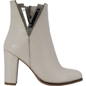 Resim Hobby 26078 Hakiki Deri Kadın Topuklu Bot Bej 