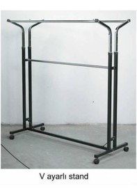 Resim Tekerlekli Çift Taraflı Stand Askılık Siyah 