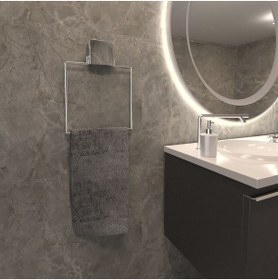 Resim Genel Markalar Dekoratif Yapıştırmalı Banyo Mutfak Metal Kare Havluluk Askı Krom Pratik Vidasız Montaj Dc-4780 