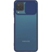 Resim Kzy Samsung Galaxy A22 4g Kapak Lensi Açılır Kapanır Kamera Korumalı Silikon Kılıf - Lacivert 